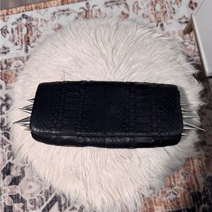 Christian Louboutin Black Clutch with Silver Spikes